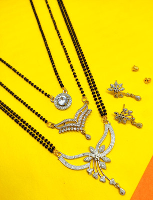 Divyanshi Collection Brass Silver Silver, Black, Gold Jewellery Set(Pack of 3)