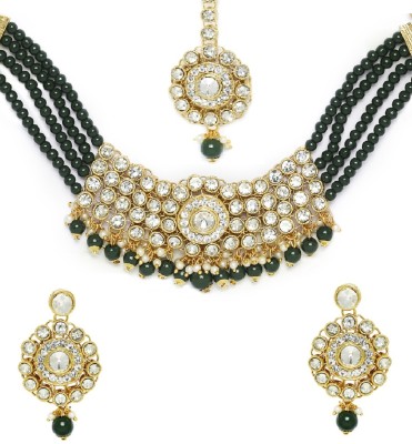 Oomph Metal, Brass, Stone, Crystal, Zinc, Alloy Green, Gold, White Jewellery Set(Pack of 1)