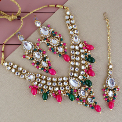 Lucky Jewellery Alloy Gold-plated Multicolor Jewellery Set(Pack of 4)