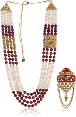 jiyanshi fashion Glass Gold-plated Maroon, White Jewellery Set(Pack of 1)