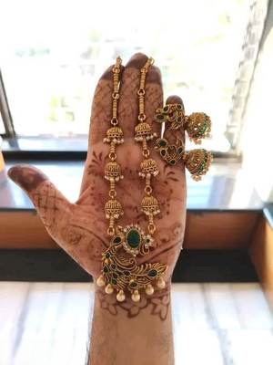 NAKMAN JEWELLERY Brass, Copper Gold-plated Green Jewellery Set(Pack of 1)