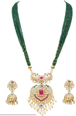 shivay enterprise Alloy Gold-plated Green Jewellery Set(Pack of 1)