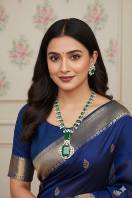 whitecrystal jewels Alloy Silver Green Jewellery Set(Pack of 1)