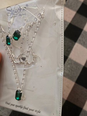 V.V. Sons Brass, Alloy Silver Green, Silver Jewellery Set(Pack of 1)