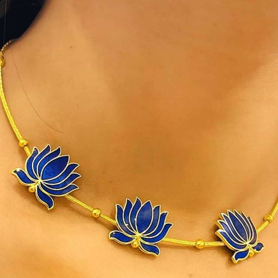 sashtika fashions Brass, Copper, Alloy Gold-plated Blue Jewellery Set(Pack of 1)