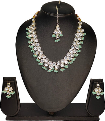 Zarmar fashion Stone, Crystal Gold-plated Green, Gold Jewellery Set(Pack of 1)