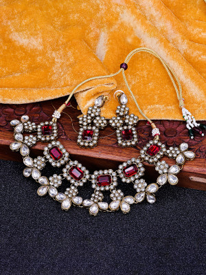Sukkhi Alloy Gold-plated Red Jewellery Set(Pack of 3)