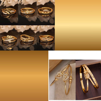 brado jewellery Brass Gold-plated Beige, Green Jewellery Set(Pack of 8)