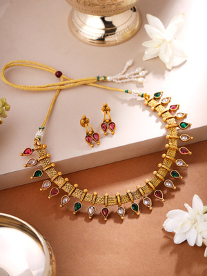 YELLOW CHIMES Metal Gold-plated Multicolor Jewellery Set(Pack of 3)