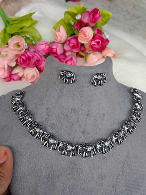 DENICRAAS Oxidised Silver, Alloy Black Silver Silver Jewellery Set(Pack of 1)