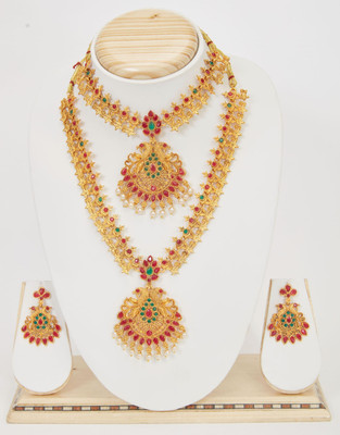 RADHAKRISHNA SALES Alloy Gold-plated Gold Jewellery Set(Pack of 1)