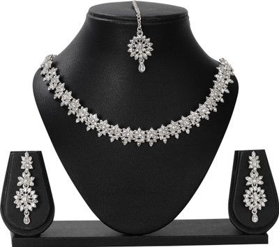 TRISHOOLIN ARTS Alloy Rhodium Silver Jewellery Set(Pack of 1)