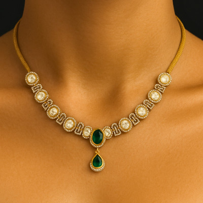 Jumka Designer Alloy Gold-plated Blue Jewellery Set(Pack of 3)