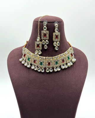 SatnamCreation Alloy Gold-plated Red Jewellery Set(Pack of 1)