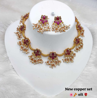 Gyaan Jewels Alloy Gold-plated Red Jewellery Set(Pack of 2)