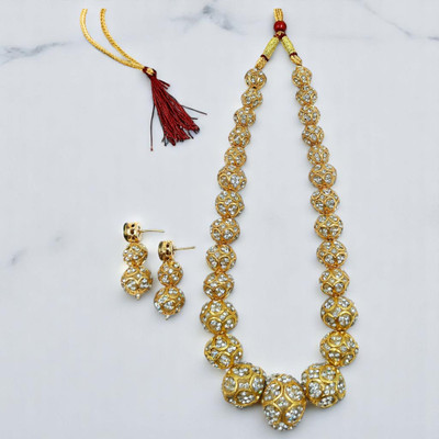 KNIGGHT ANGEL JEWELS Stone, Mother of Pearl, Crystal, Dori, Zinc, Plastic, Alloy Gold-plated White Jewellery Set(Pack of 3)