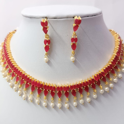 RS Alloy Gold-plated White Jewellery Set(Pack of 1)