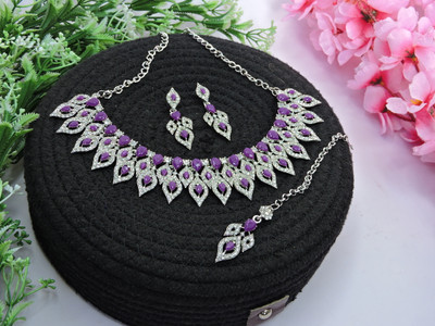 VATSALYA creation Alloy Gold-plated Purple Jewellery Set(Pack of 1)