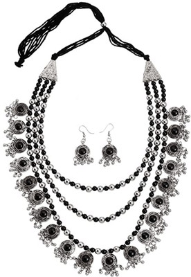 Gauri Fashions Alloy Black, Silver Jewellery Set(Pack of 1)