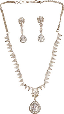 house of common Brass Rhodium White Jewellery Set(Pack of 1)