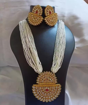 SatnamCreation Alloy Gold-plated White Jewellery Set(Pack of 1)