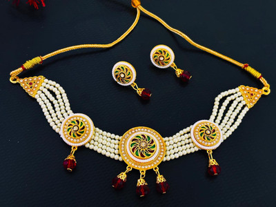 Maruti Enterprises Rajasthan Copper Gold-plated Multicolor Jewellery Set(Pack of 1)