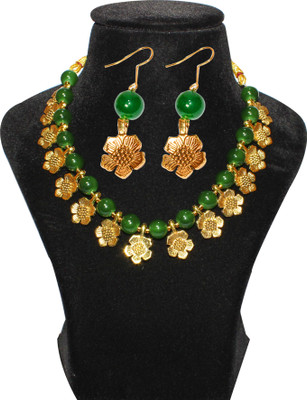 Nifty Mother of Pearl Gold-plated Green, Gold Jewellery Set(Pack of 1)