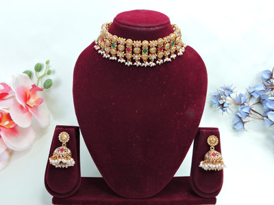 VATSALYA creation Alloy Gold-plated Pink, Green Jewellery Set(Pack of 1)