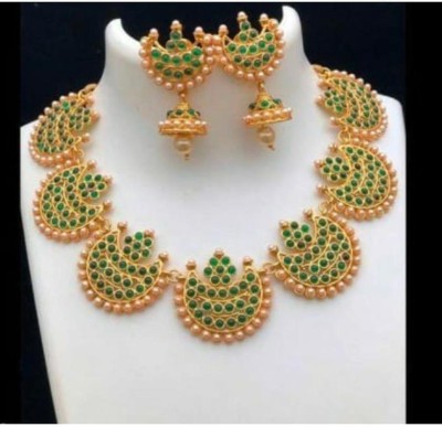 RAAJIS Alloy Gold-plated Green Jewellery Set(Pack of 1)