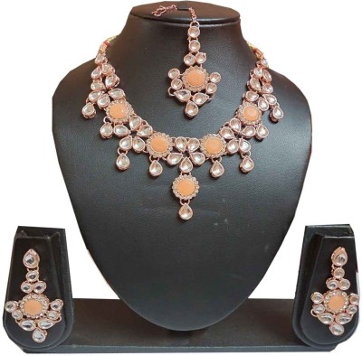 ANRA JEWEL Mother of Pearl, Alloy Gold-plated Pink Jewellery Set(Pack of 1)