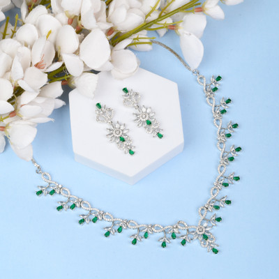 KD JEWELLERS Brass Green Jewellery Set(Pack of 1)