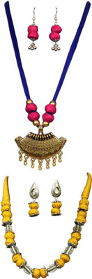 HOUSE OFF COMMON Oxidised Silver Blue, Pink, Gold, Multicolor Jewellery Set(Pack of 2)