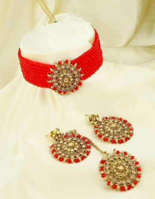 Ruhi Brass Red, Gold Jewellery Set(Pack of 1)