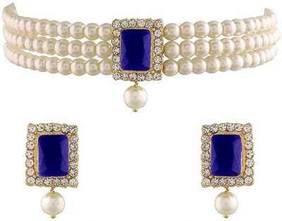 CATALYST Brass Gold-plated White, Blue Jewellery Set(Pack of 1)