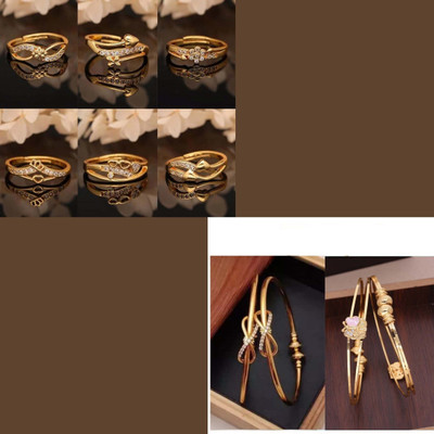 Parisal Brass Gold-plated Red, Bronze Jewellery Set(Pack of 8)