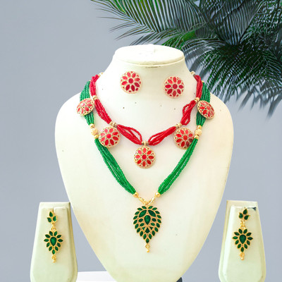 PC DEALER Copper Gold-plated Multicolor Jewellery Set(Pack of 2)