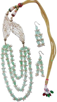 BLK RISING PEARL Alloy Gold-plated Green Jewellery Set(Pack of 1)