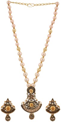 BHANA CREATIONS Brass Gold-plated White Jewellery Set(Pack of 3)