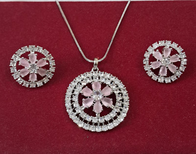 Krishna Creations JP Alloy Silver Pink, Silver Jewellery Set(Pack of 3)