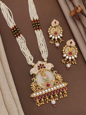 TKRB SALES Brass Gold-plated Gold, White Jewellery Set(Pack of 1)