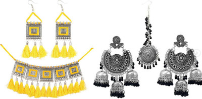 JMBW INTERNATIONAL Alloy Yellow, Silver, Black, Silver Jewellery Set(Pack of 2)