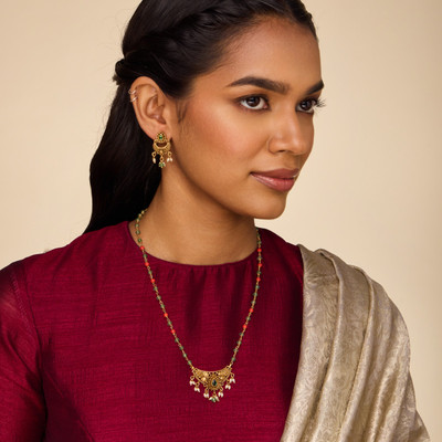 Kushal's Fashion Jewellery Copper Gold-plated Green Jewellery Set(Pack of 3)