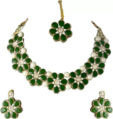 CATALYST Mother of Pearl Gold-plated Green Jewellery Set(Pack of 1)
