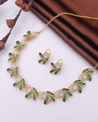 BAPASITARAM Alloy Gold-plated Green, Gold Jewellery Set(Pack of 1)