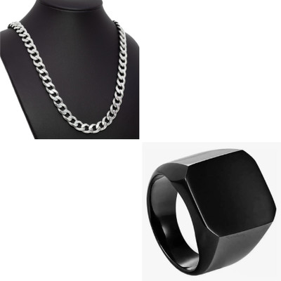 MAATRCHAAYA Stainless Steel Titanium, Sterling Silver Black, Silver Jewellery Set(Pack of 2)