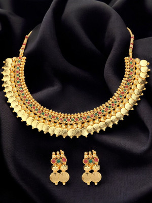 Angel In You Alloy Gold-plated Green, Maroon, Gold, Multicolor Jewellery Set(Pack of 1)