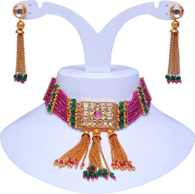 Swarajshop Copper Gold-plated Green, Purple Jewellery Set(Pack of 1)