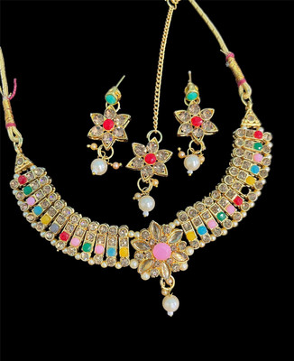 MEGAN Alloy Gold-plated Multicolor Jewellery Set(Pack of 3)