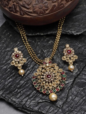 Sukkhi Alloy Gold-plated Red Jewellery Set(Pack of 3)