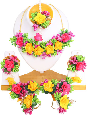 TheQueenVibes Fabric Pink, Yellow Jewellery Set(Pack of 1)